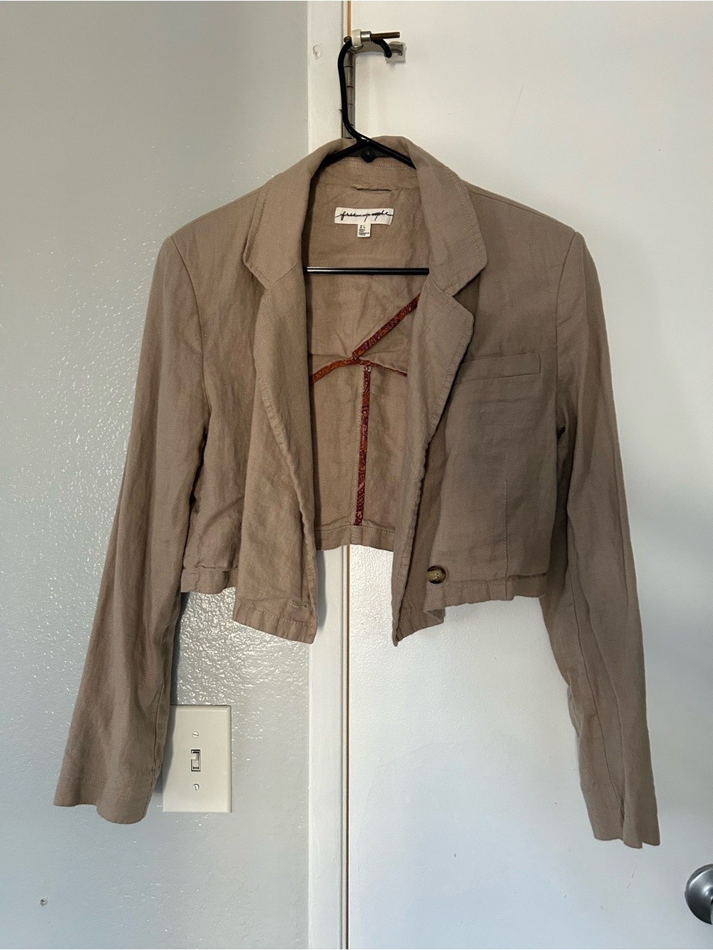 Free People Cropped Taupe Blazer Jacket